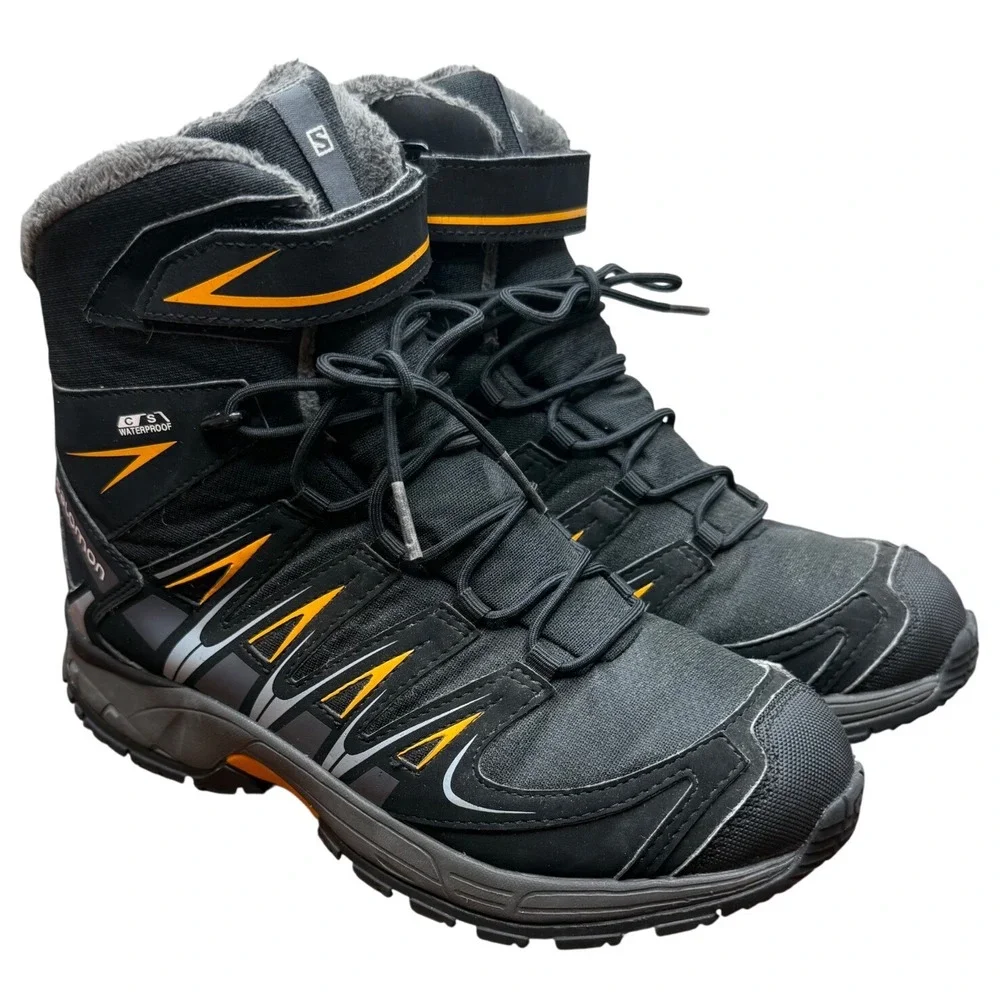 Salomon XA Pro CS Waterproof Winter Boots Faux Fur Lined Black Orange Mens 5.5
